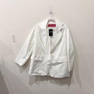 Pink Memories Long Sleeve Notch Lapel Oversized Blazer Jacket White Women's S